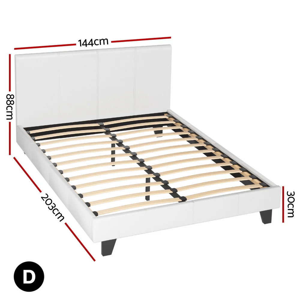 Artiss Double Bed Frame and BedStory Hybrid Mattress Bundle with Headboard White - Image 2