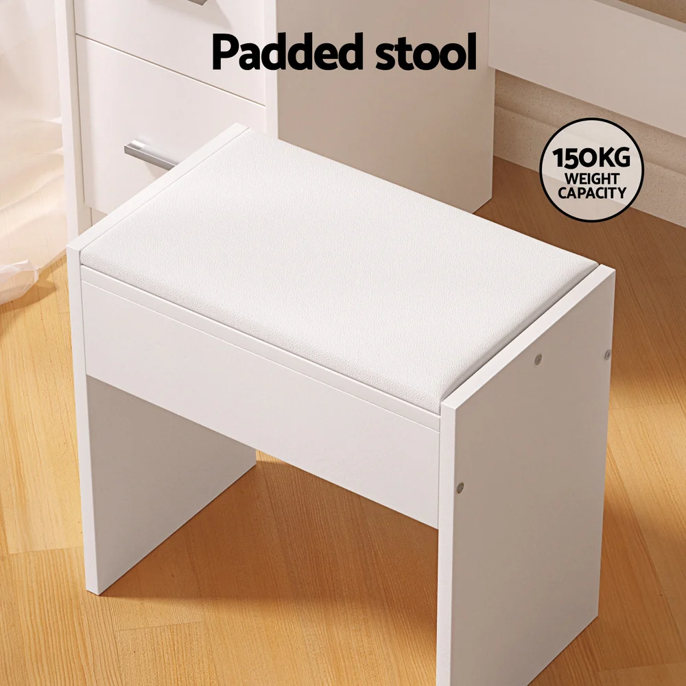 Artiss Dressing Table Set Stool 10 Led Bulbs White Dylan - Image 8