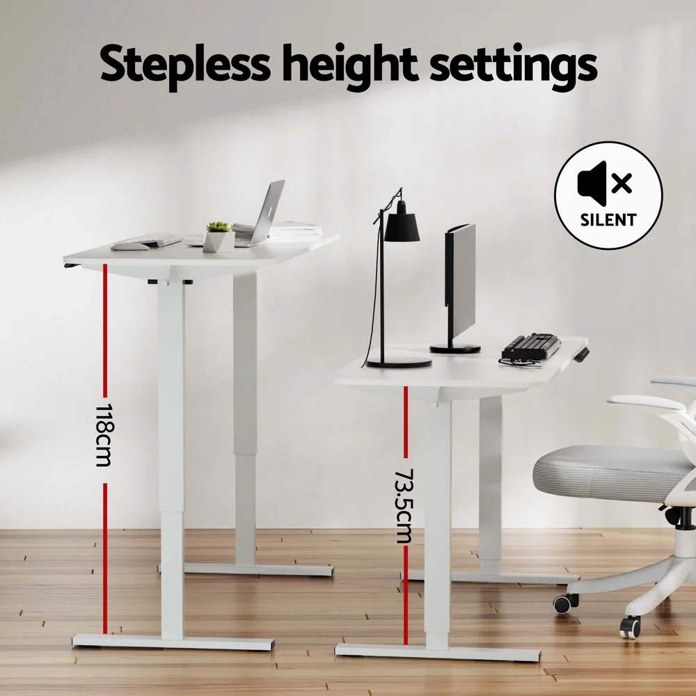 Artiss Electric Standing Desk 140cm Adjustable Height Motorised Home Office Desk White - Image 6