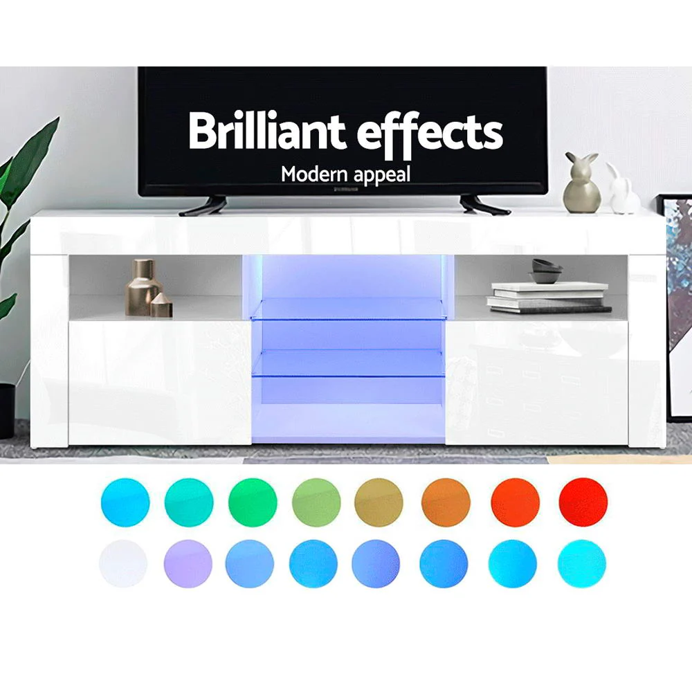 Artiss Entertainment Unit TV Cabinet LED 160cm White Bobi - Image 5