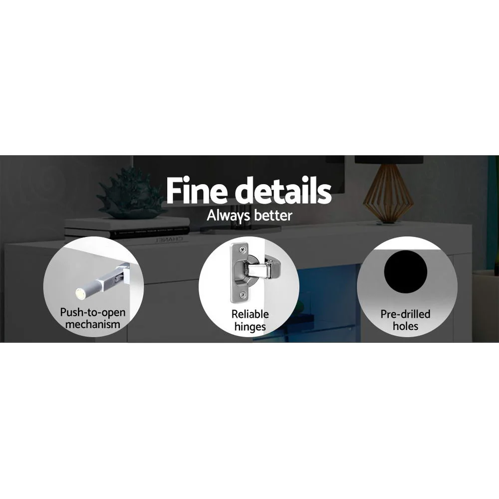 Artiss Entertainment Unit TV Cabinet LED 160cm White Bobi - Image 8
