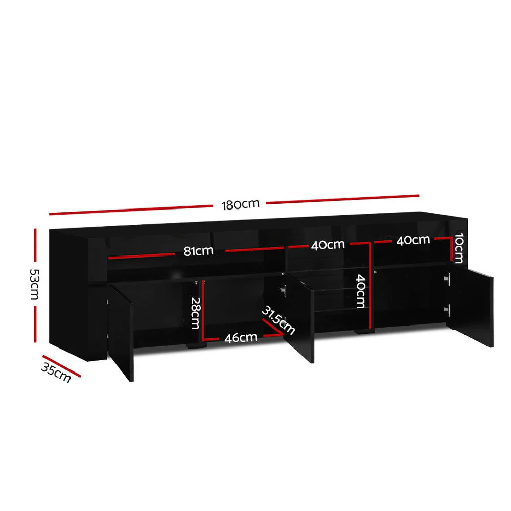 Artiss Entertainment Unit TV Cabinet LED 180cm Black Bobi - Image 4