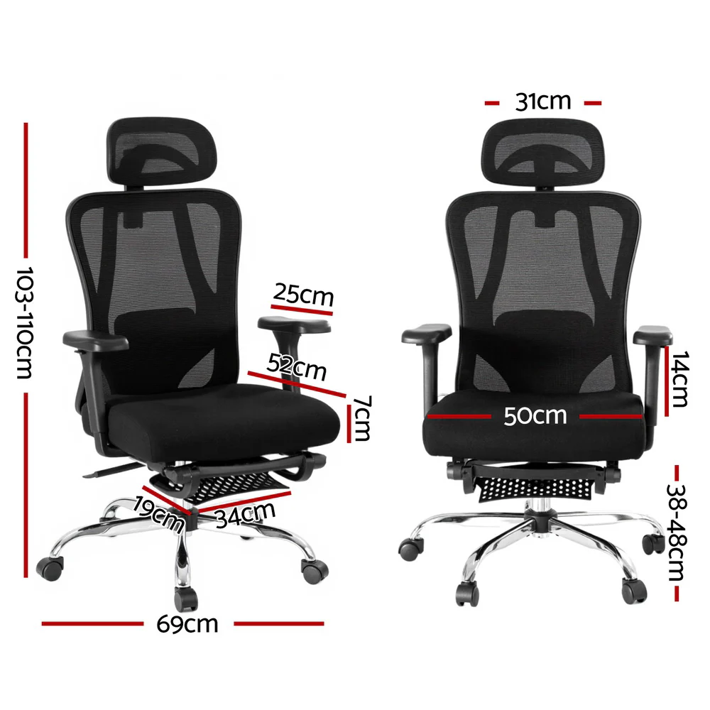 Artiss Ergonomic Mesh Office Chair Black - Image 2