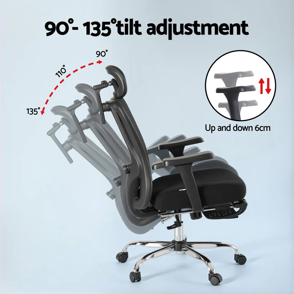 Artiss Ergonomic Mesh Office Chair Black - Image 6