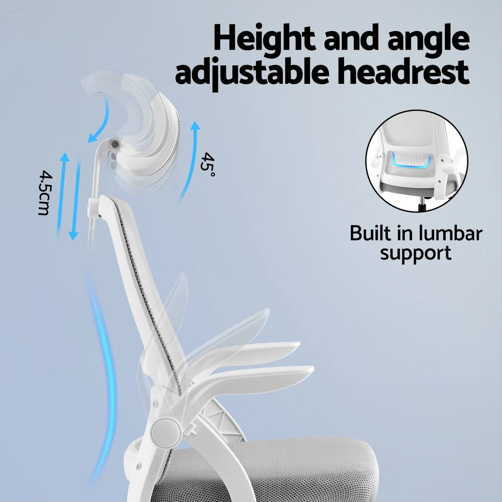 Artiss Ergonomic Office Chair Computer Desk Chairs Headrest Adjustable Grey - Image 5