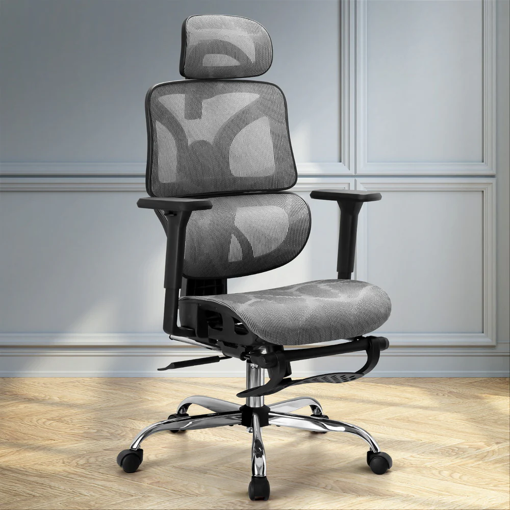 Artiss Ergonomic Office Chair Footrest Grey - Image 8