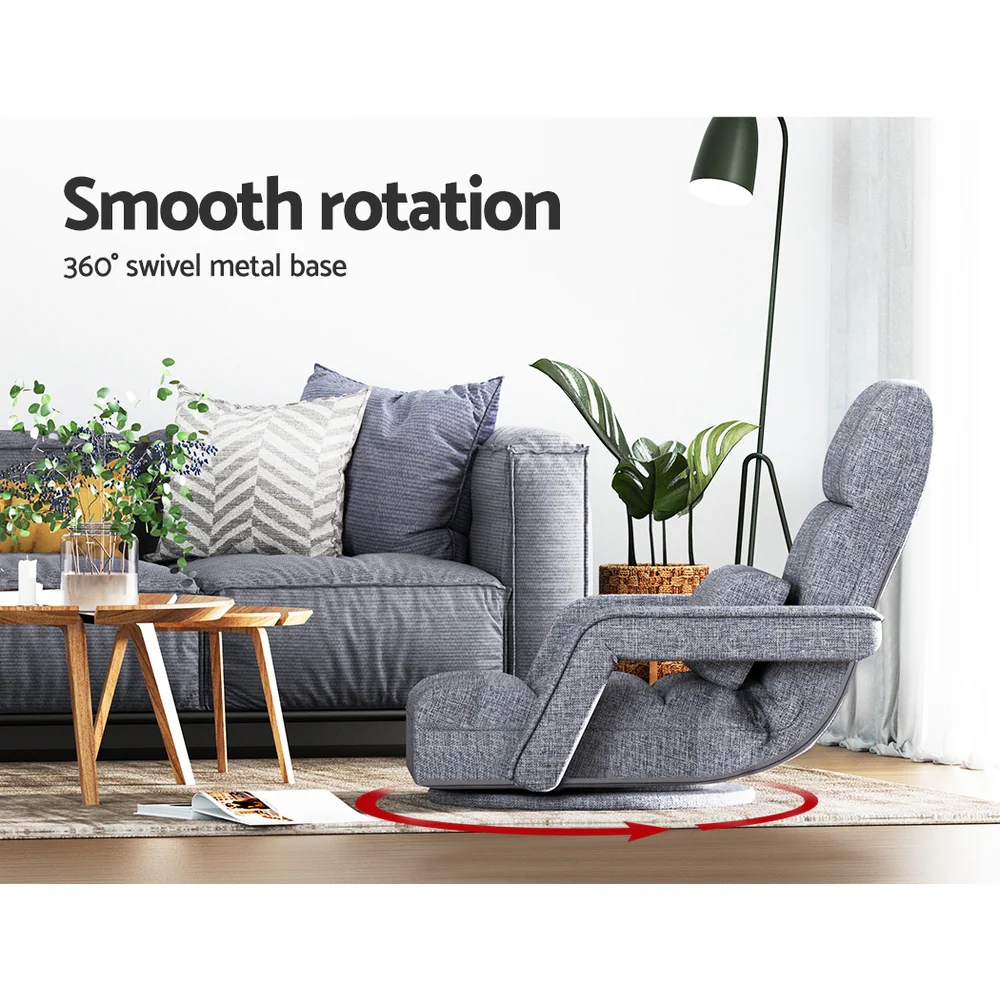 Artiss Floor Chair Lounge Sofa Swivel Grey - Image 5