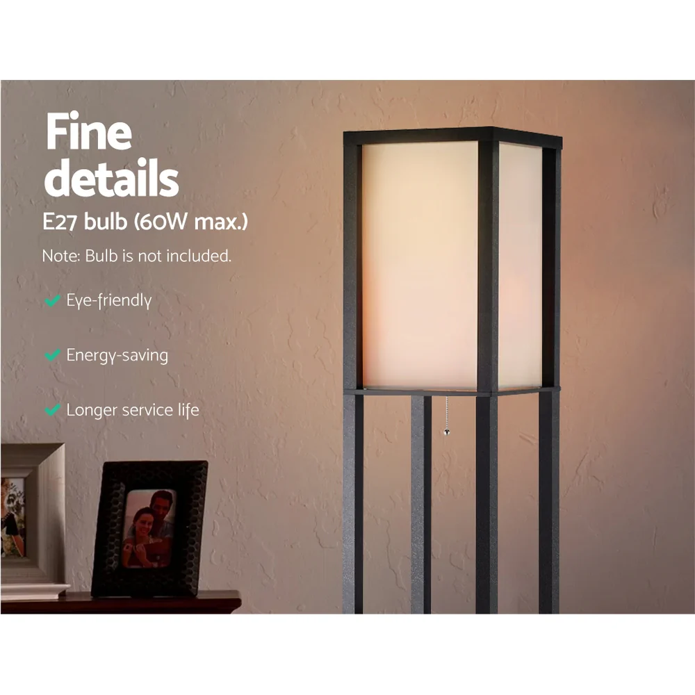 Artiss Floor Lamp 3 Tier Shelf Shelf Storage LED Light Stand Home Room Vintage Black - Image 5