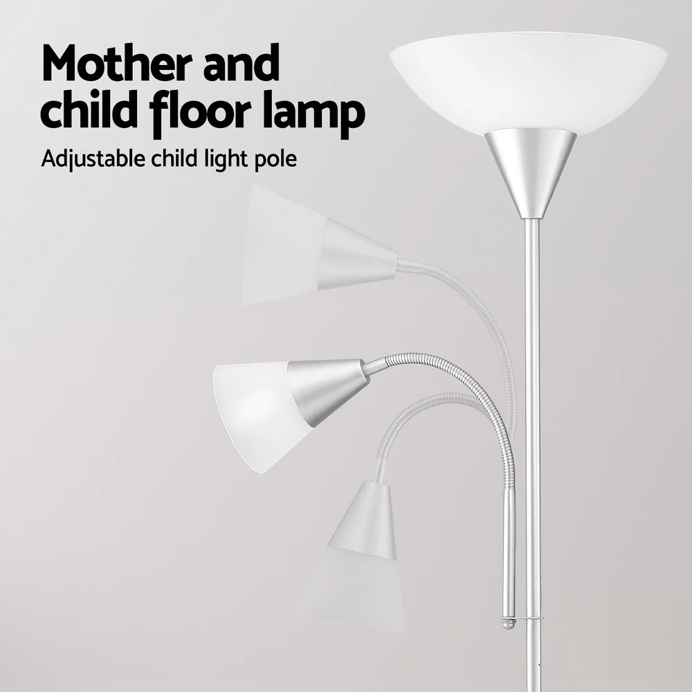 Artiss Floor Lamp Mother and Child Modern Home Living Room Office Reading Silver - Image 5