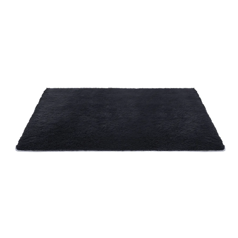 Artiss Floor Rug 140x200cm Plush Area Shaggy Rug Living Room Bedroom Carpet Black - Image 3