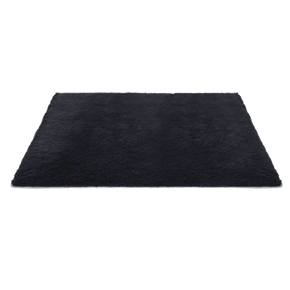 Artiss Floor Rug 200x230cm Plush Area Shaggy Rug Living Room Bedroom Carpet Black - Image 3