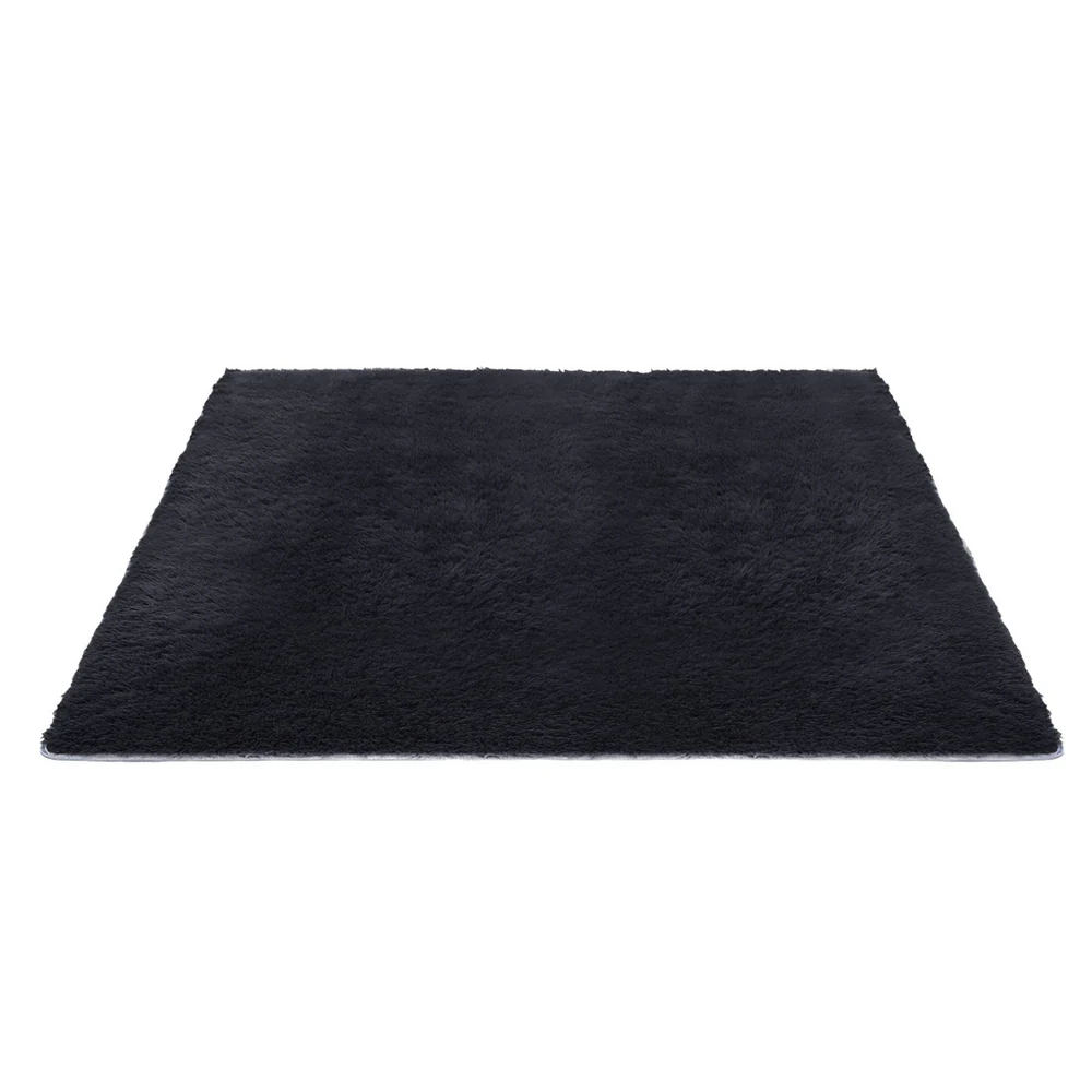 Artiss Floor Rug 200x290cm Plush Area Shaggy Rug Living Room Bedroom Carpet Black - Image 3