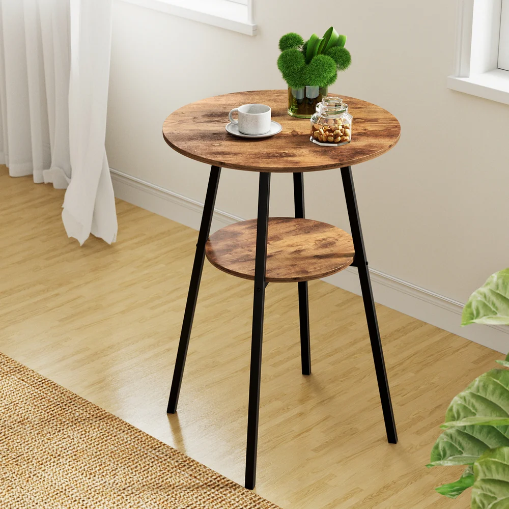 Artiss Industrial Bar Table with 2-Tier Organizer Weather-Resistant MDF Top Steel Frame - Image 7