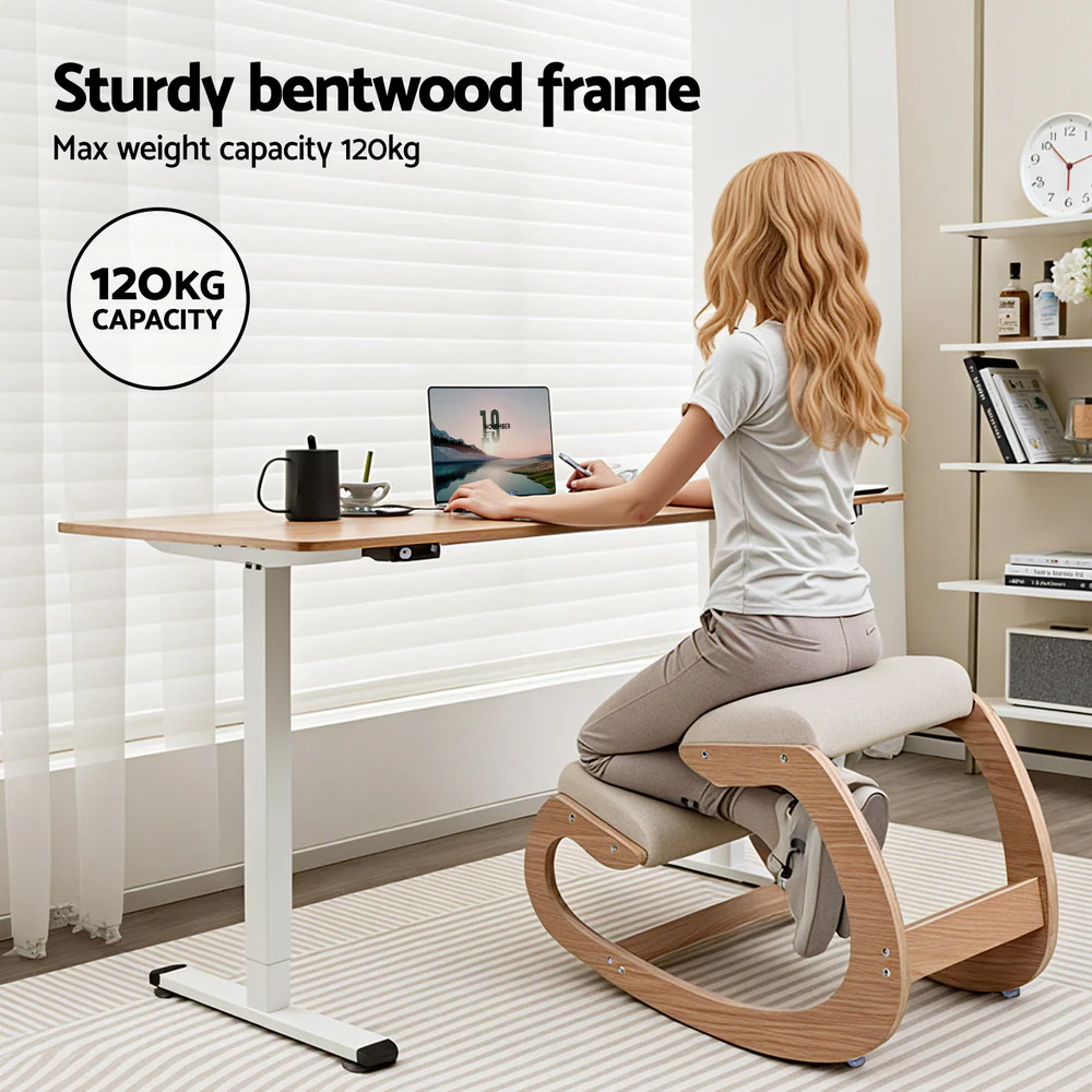 Artiss Kneeling Chair Ergonomic Posture Chair with Memory Foam Balance Stool for Home Office Gaming 120kg Weight Capacity Beige - Image 6