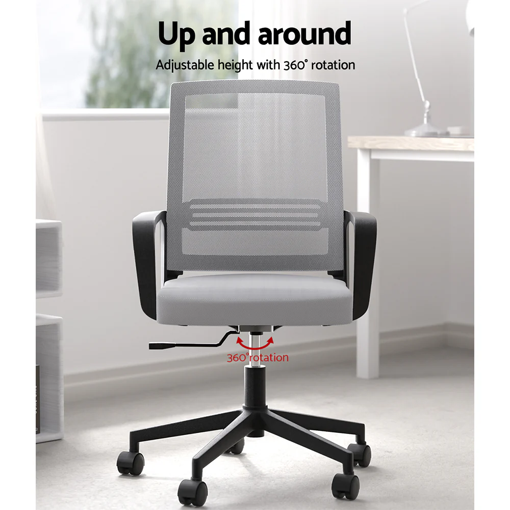 Artiss Mesh Office Chair Computer Gaming Desk Chairs Work Study Mid Back Grey - Image 4