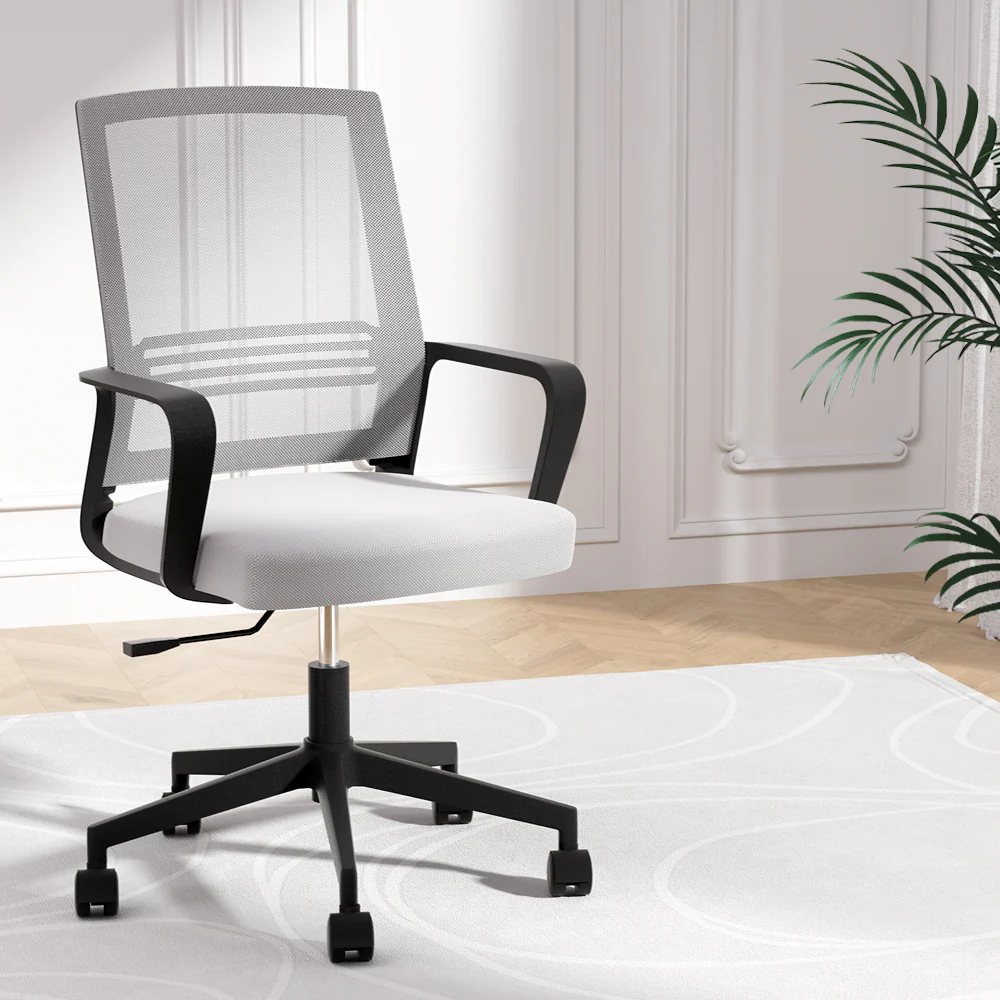 Artiss Mesh Office Chair Computer Gaming Desk Chairs Work Study Mid Back Grey - Image 7