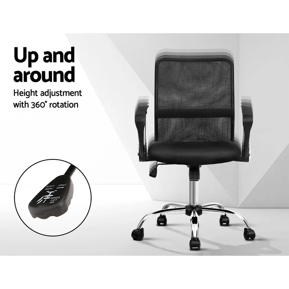 Artiss Mesh Office Chair Mid Back Black - Image 6