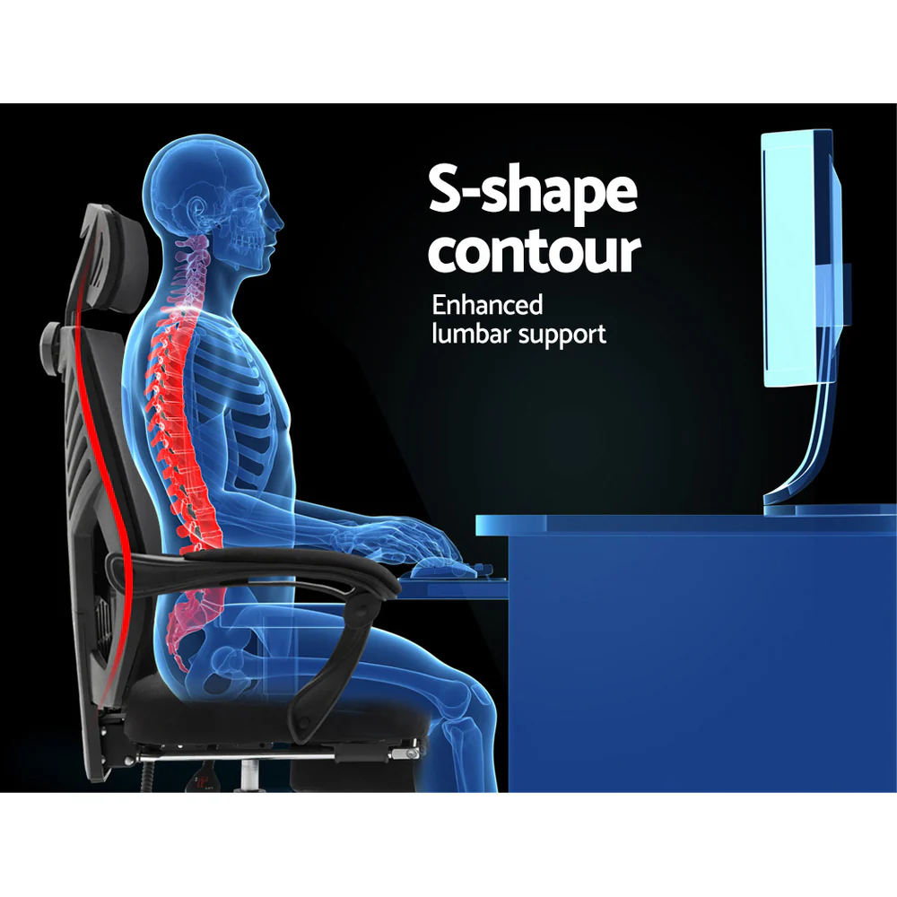 Artiss Mesh Office Chair Recliner Black - Image 4