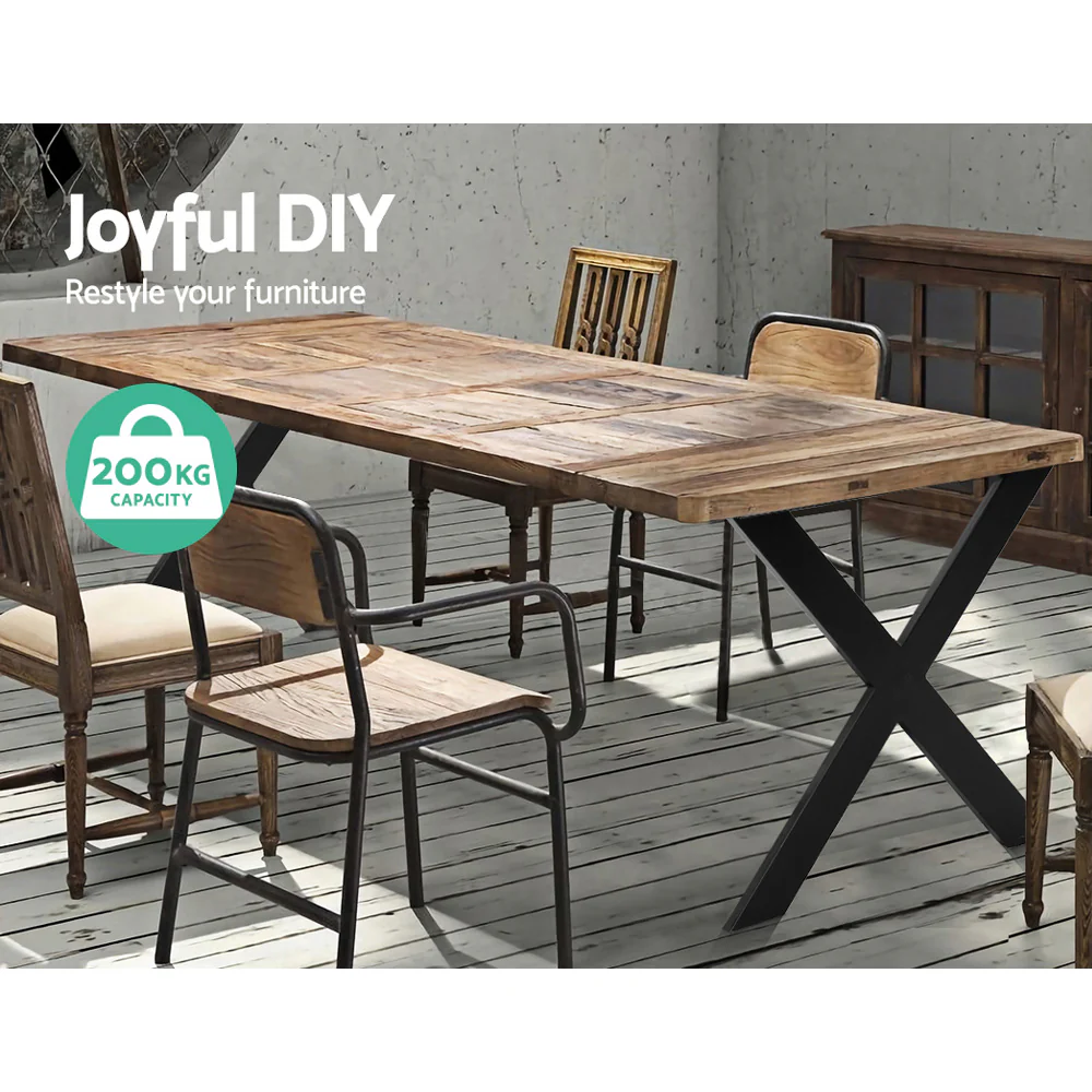 Artiss Metal Table Legs DIY X-shaped 71X60CM Set of 2 - Image 5