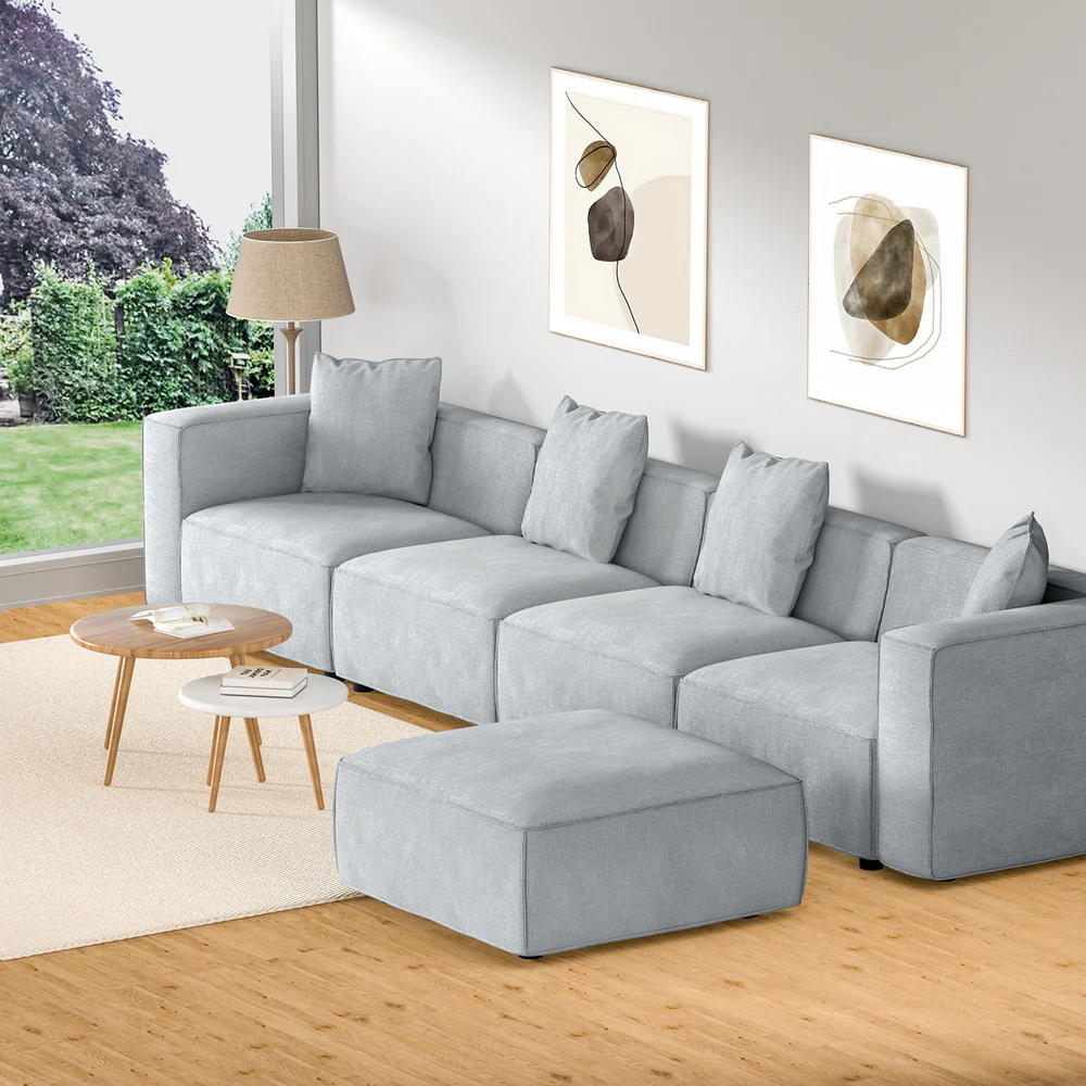 Artiss Modular Sofa Chaise Set 5-Seater Grey - Image 7