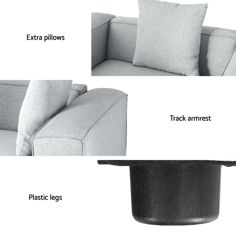 Artiss Modular Sofa Chaise Set 6-Seater Grey - Image 5