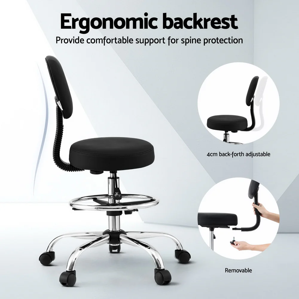 Artiss Office Chair Drafting Computer Standing Desk Chairs Ergonomic PU Black - Image 5
