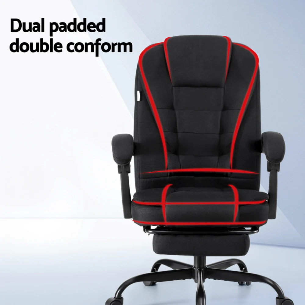 Artiss Office Chair Executive Fabric Seat Racing Computer Desk Chairs Footrest - Image 4