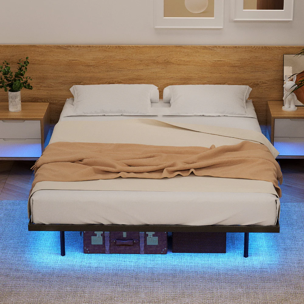 Artiss Queen Bed Frame,Floating Metal Bed Frame with Smart LED Lights - Sturdy Metal Platform Bed Base, Silent Design, Tool-Free Assembly, 300KG Capacity for Home/Hotel/Master Bedroom? - Image 7