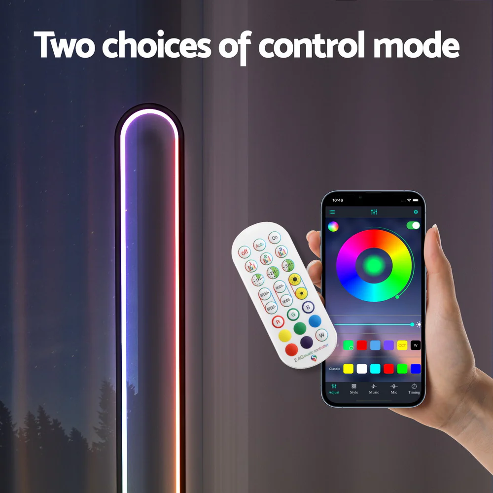 Artiss RGB LED Floor Lamp Remote Control Corner Light Stand Gaming Room 118CM - Image 5