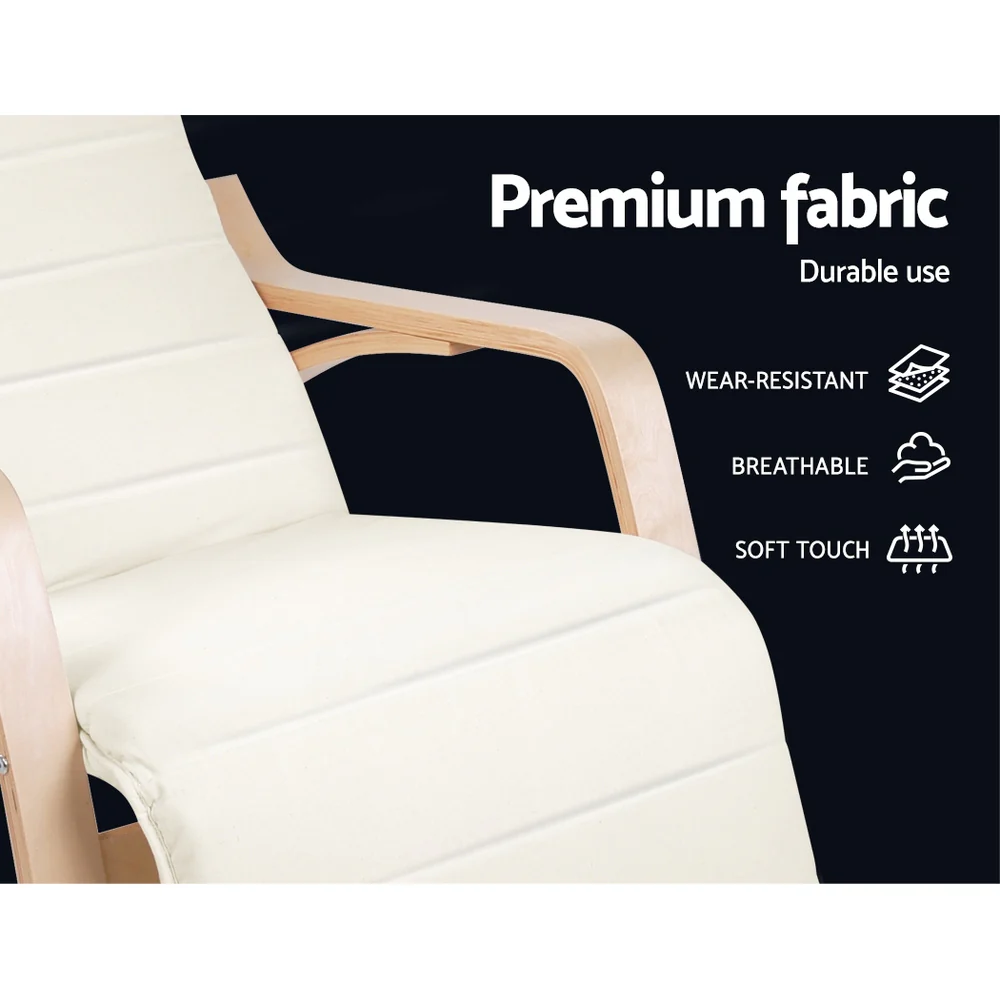 Artiss Rocking Armchair Footrest Nursing Beige Afton - Image 5