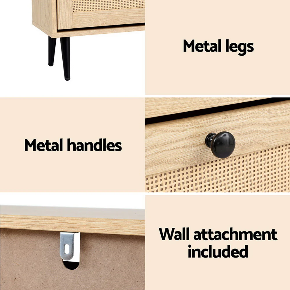 Artiss Shoe Rack Cabinet 3 Flip-out Drawers Pine - Image 7