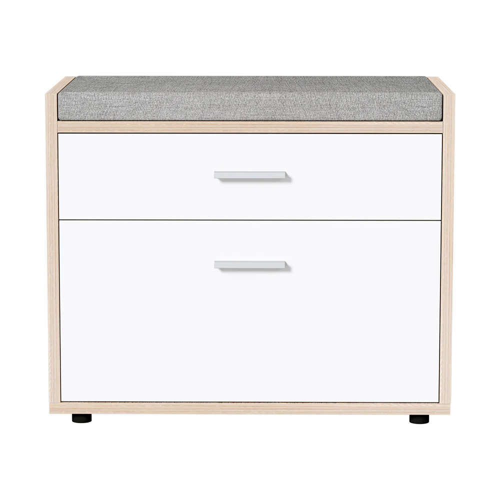 Artiss Shoe Rack Cabinet Bench 8 Pairs White Niva - Image 3