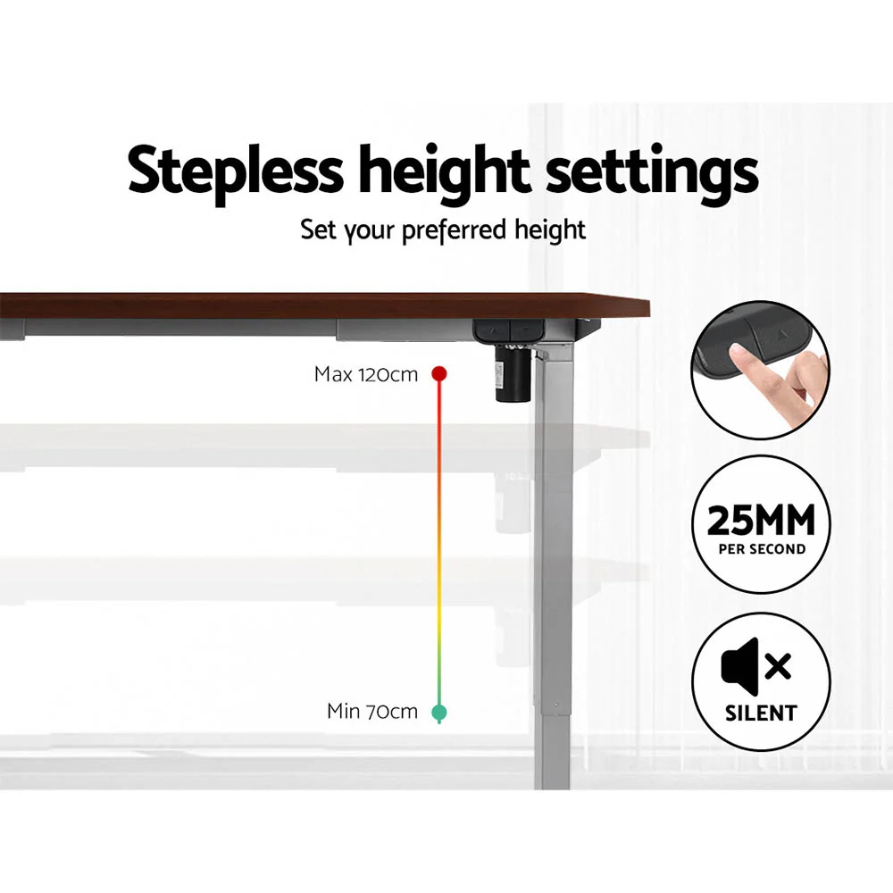 Artiss Standing Desk Motorised 140CM Walnut - Image 4