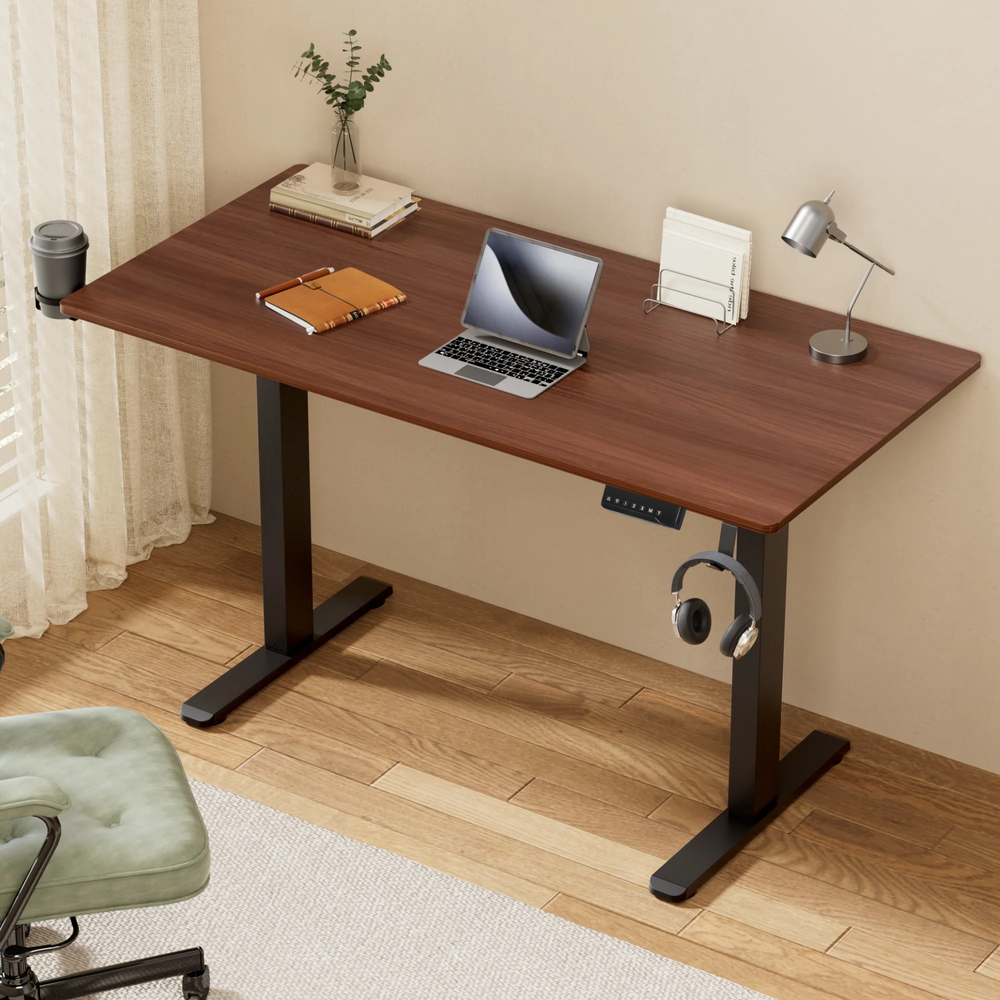 Artiss Standing Desk Motorised Dual Motor Electric Walnut 140CM - Image 7