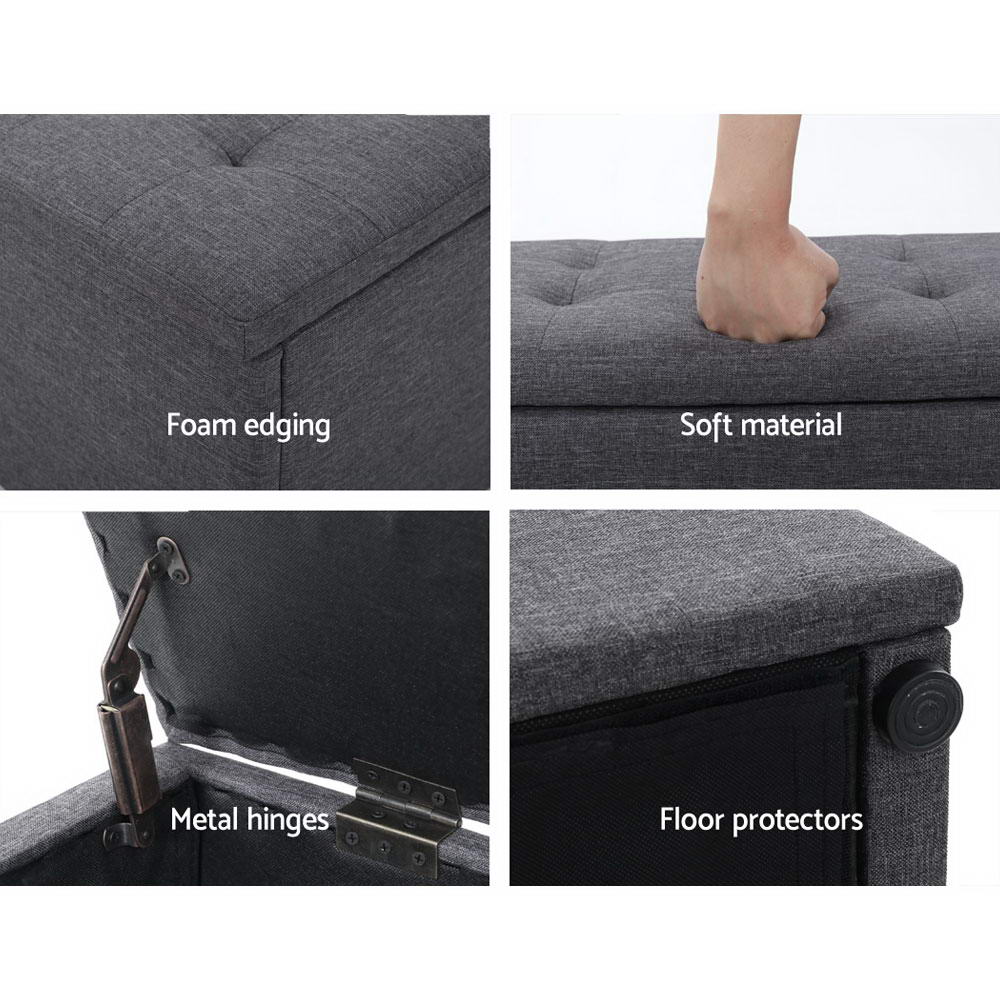 Artiss Storage Ottoman Blanket Box 140cm Linen Dark Grey - Image 5