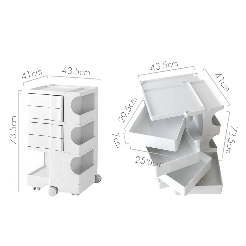 Artiss Storage Trolley Cart Bedside Table 5 Tier White - Image 2
