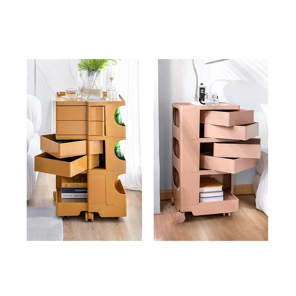 Artiss Storage Trolley Cart Bedside Table 5 Tier White - Image 7