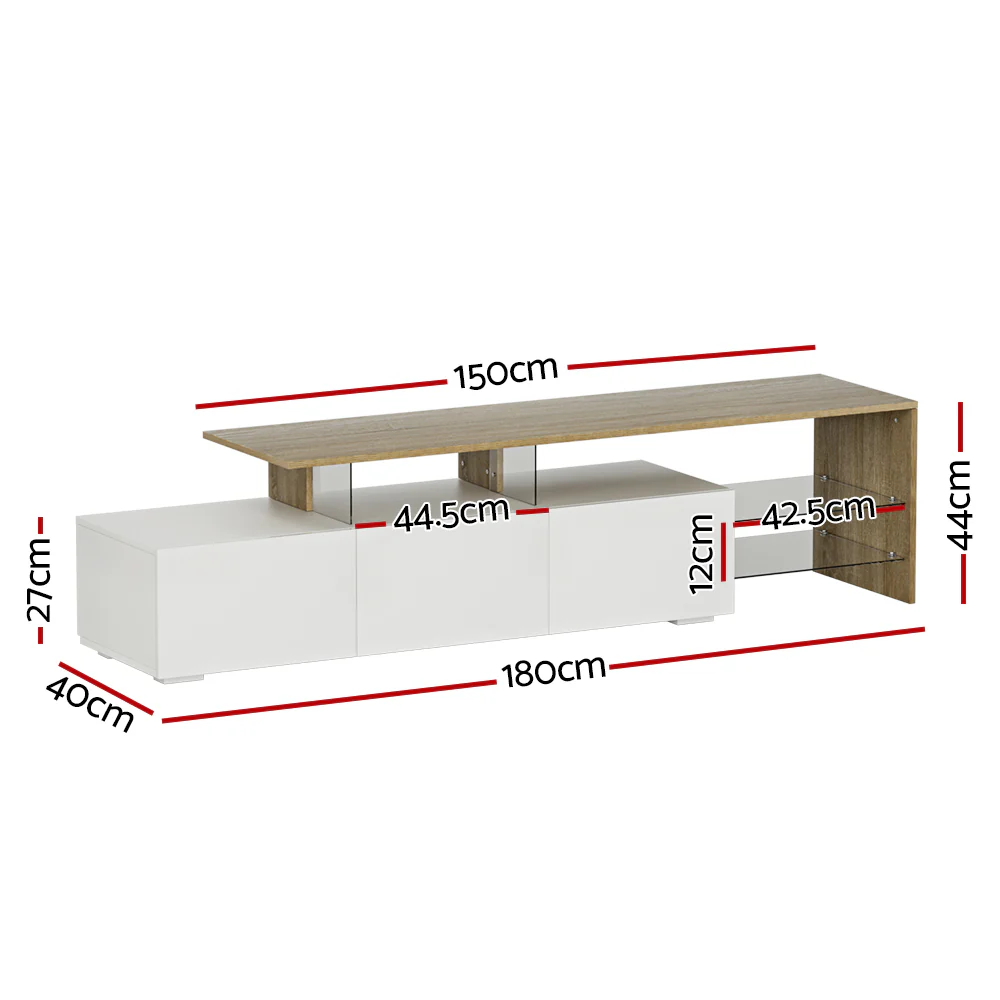 Artiss TV Cabinet Entertainment Unit 180cm Wood White James - Image 4