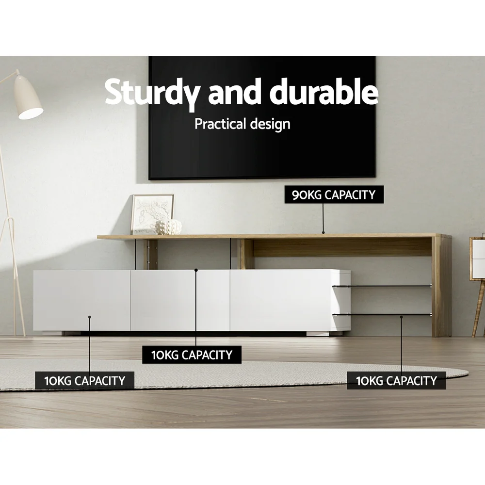 Artiss TV Cabinet Entertainment Unit 180cm Wood White James - Image 7