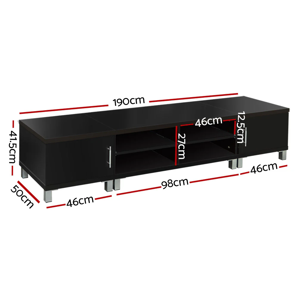 Artiss TV Cabinet Entertainment Unit 190cm Black Danson - Image 4