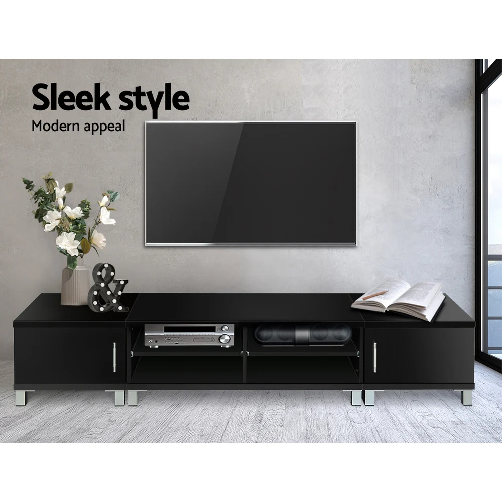 Artiss TV Cabinet Entertainment Unit 190cm Black Danson - Image 5