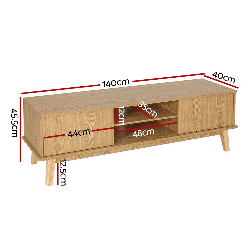 Artiss TV Cabinet Entertainment Unit Stand Storage Shelves TV Unit 140CM - Image 4