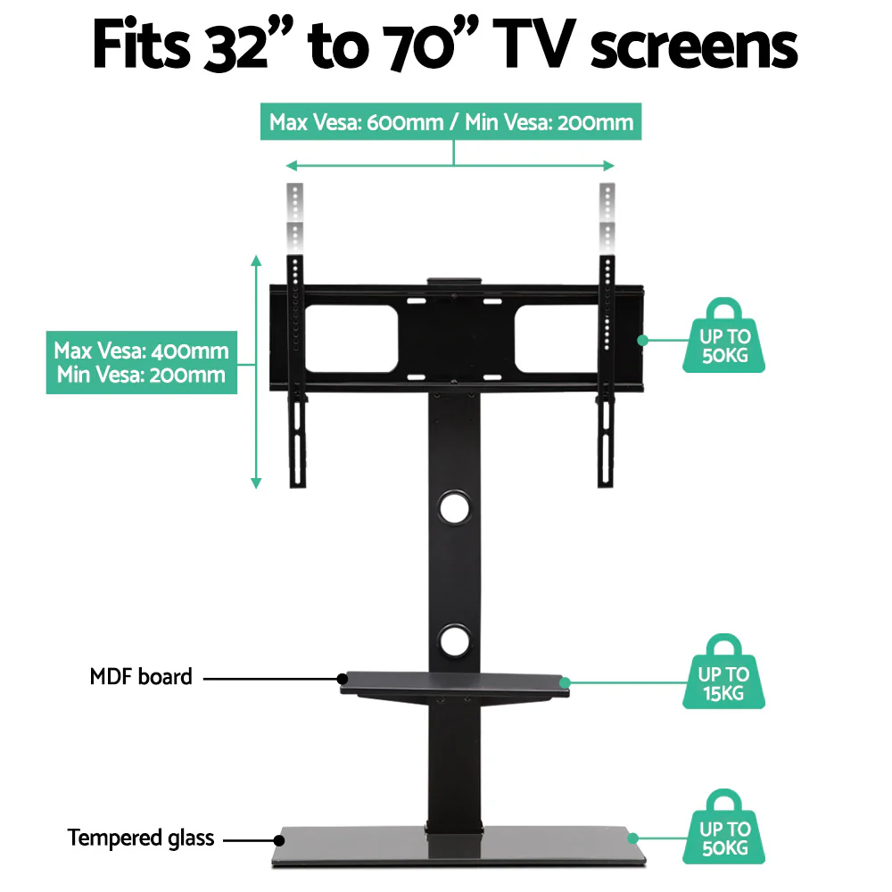 Artiss TV Stand Mount Bracket for 32"-70" LED LCD 2 Tiers Storage Floor Shelf - Image 6