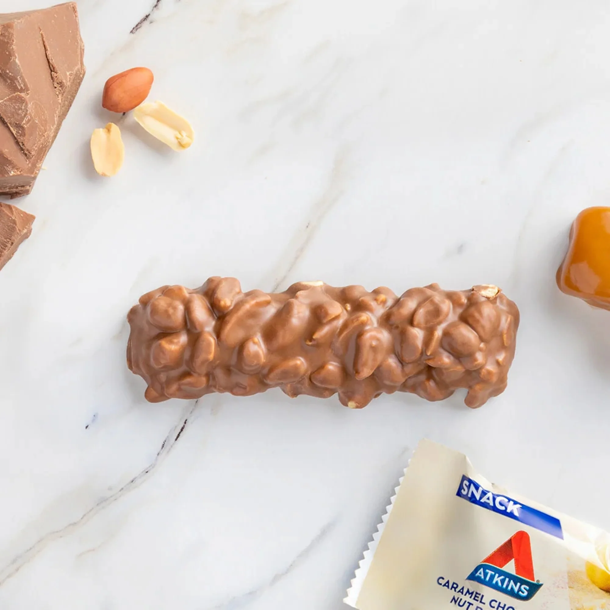 Atkins Caramel Chocolate Nut Roll Protein Snacks 5x44g x5 - Image 2