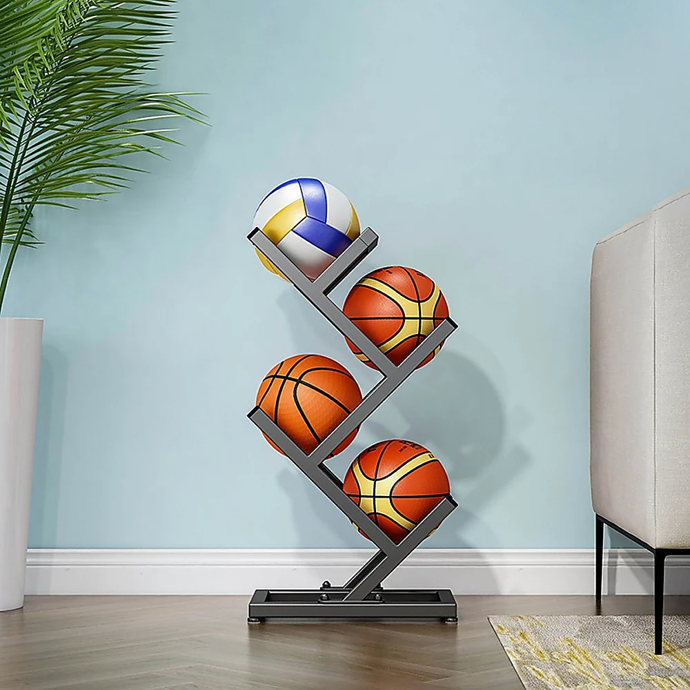 Ball Trolley Rack Display Stand Basketball Football Storage - Image 6