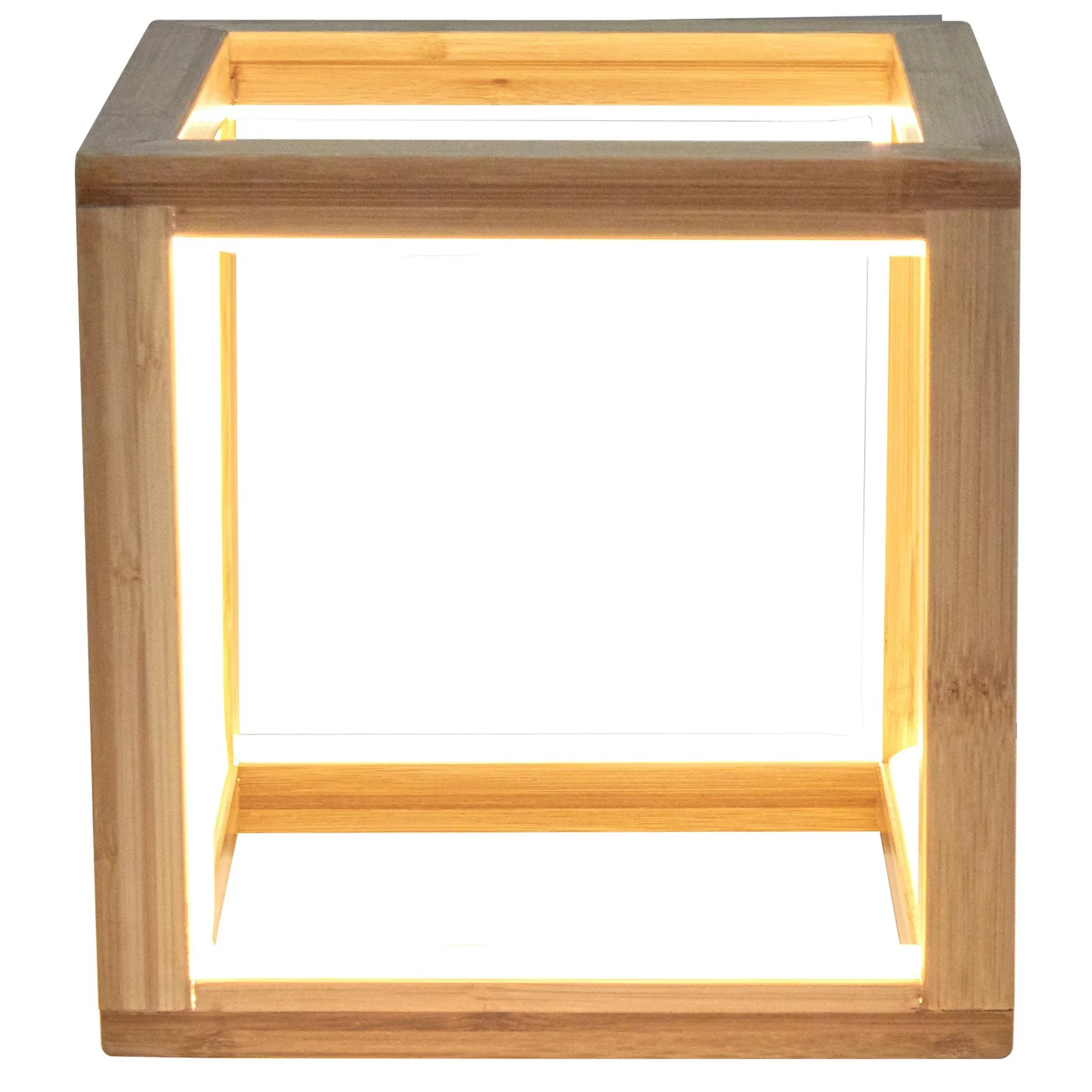 Bamboo Cube LED Lamp Modern Light Minimalistic Scandi - Natural - Image 4