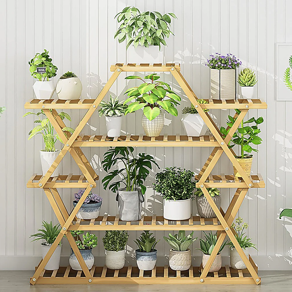 Bamboo Multilayer Flower Plant Bonsai Rack Shelf Stand Porch Lawn Patio - Image 5