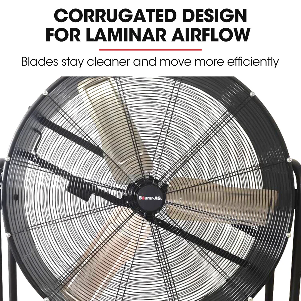 BAUMR-AG 36" 914mm Industrial Mobile Floor Drum Fan, 290W Brushless Motor, Tilting, Large, Commercial, Heavy-duty Frame, EESS Certified - Image 4