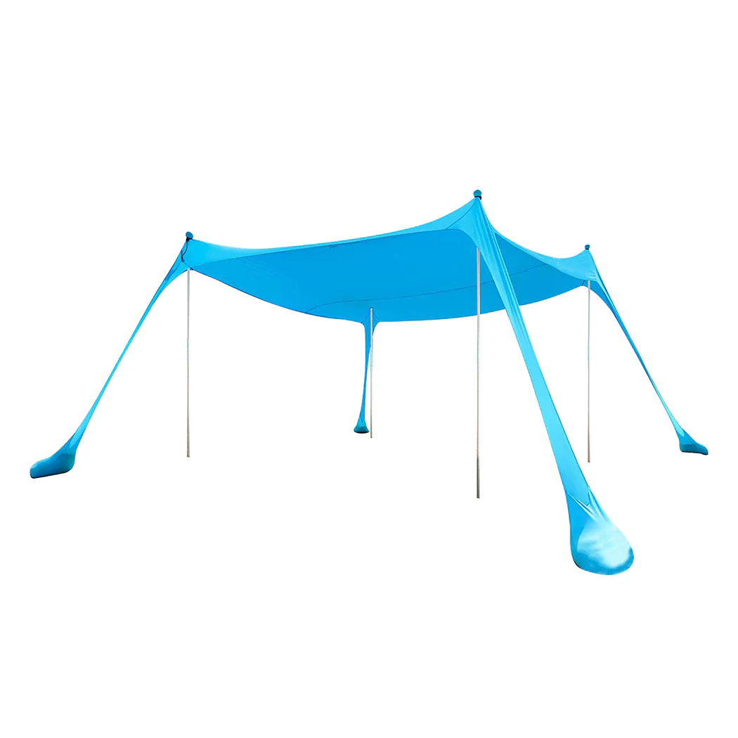 Beach Tent Camping Canopy 4-6 Person Family Sun Shade Shelter 300x300cm Blue - Image 8