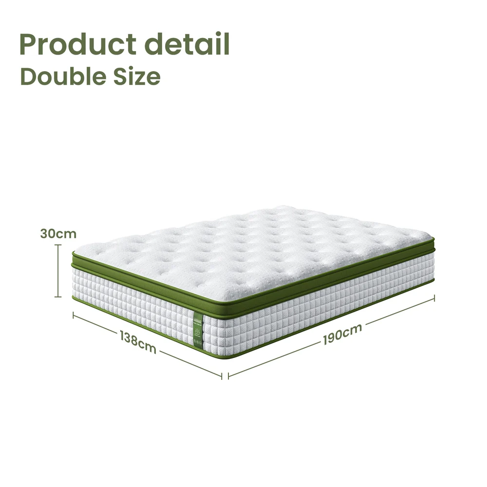 BedStory Double 30cm Hybrid Mattress Cooling Gel Memory Foam 5 Zone Pocket Spring Bed Temperature Regulating - Image 3